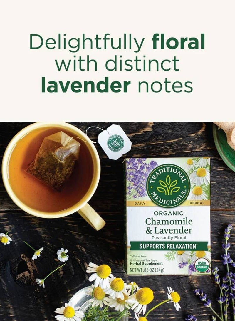 Traditional Medicinals Organic Chamomile and Lavender, Supports Relaxation, Caffeine Free, 16 Tea Bags - Image 3